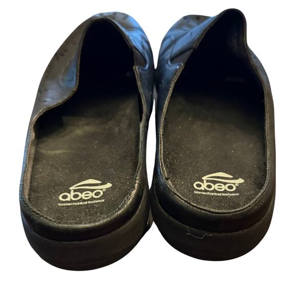 Obeo black leather slip on mules flats cut out rubber sole shoes comfy size 9 - Picture 5 of 6